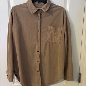 Oversized Corduroy Long Sleeve Ribbed Buttondown Shirt, Sz M